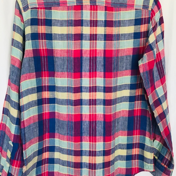 Ralph Lauren 100% Linen Shirt Plaid Men’s P/S - Picture 5 of 7